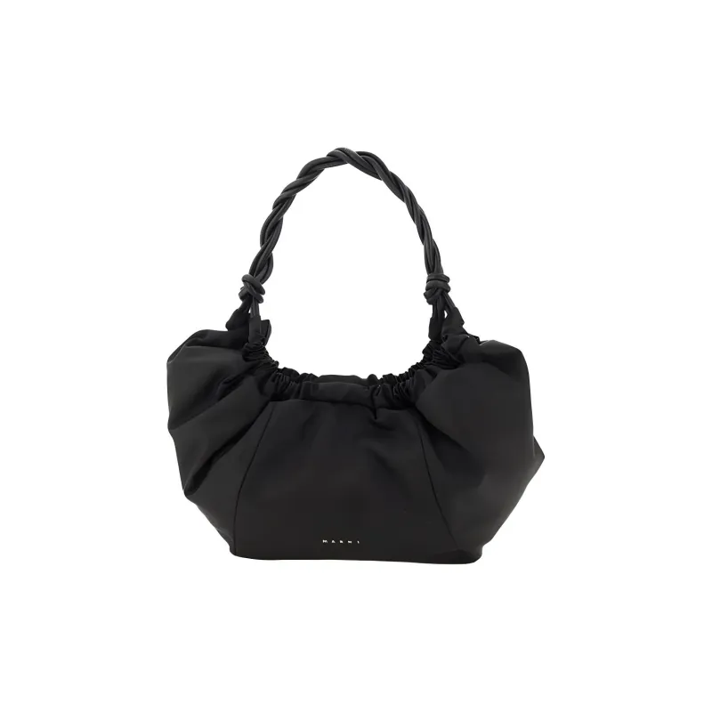 MARNI Cowhide, Nylon Shoulder Bag, Handbag, Shoulder Bag Women's Black-0