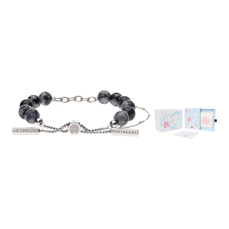Rastaclat Snowflake Obsidian Chain Small Lion Adjustable Bracelet Unisex-4