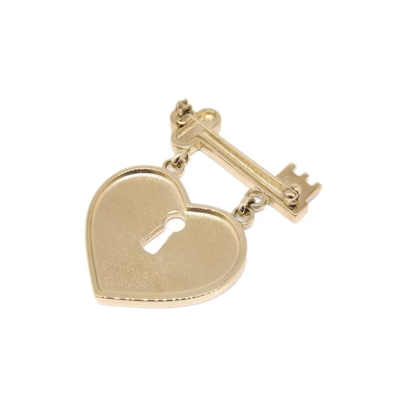 CHANEL 2002 Rhinestone embellished Heart And Key Brooch-1
