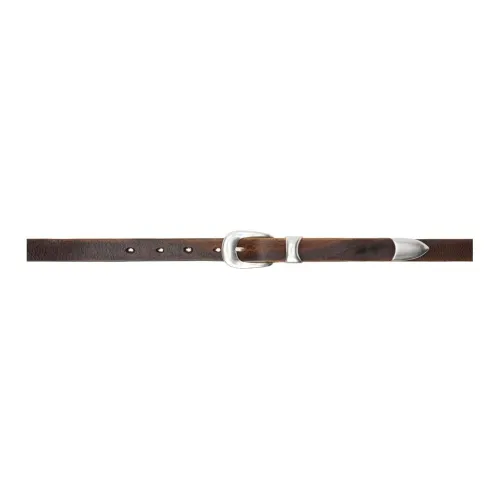 OUR LEGACY Distressed Design Pin Buckle Leather Belts Women's Brown Width: 2CM