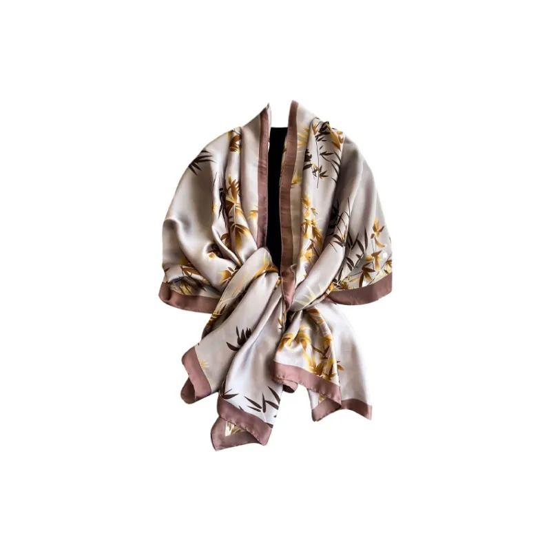 Eucalyptus Ornamentation Bamboo Rhythm Silk Scarves Women's-1