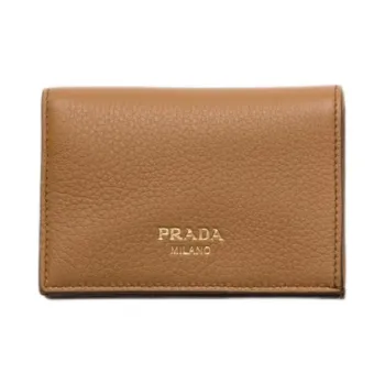 PRADA Leather Wallet Small Size Women's Caramel Brown