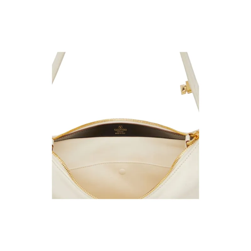 Valentino GARAVANI Small Sheepskin Patchwork Calfskin One Shoulder Handbags Women's Beige-6