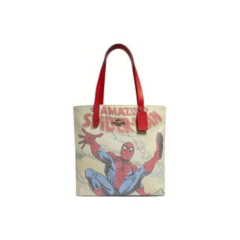 COACH MARVEL Collaboration Canvas Leather Tote Bag, Shopping Bag, Shoulder Bag, Handbag Large Size Women's Khaki