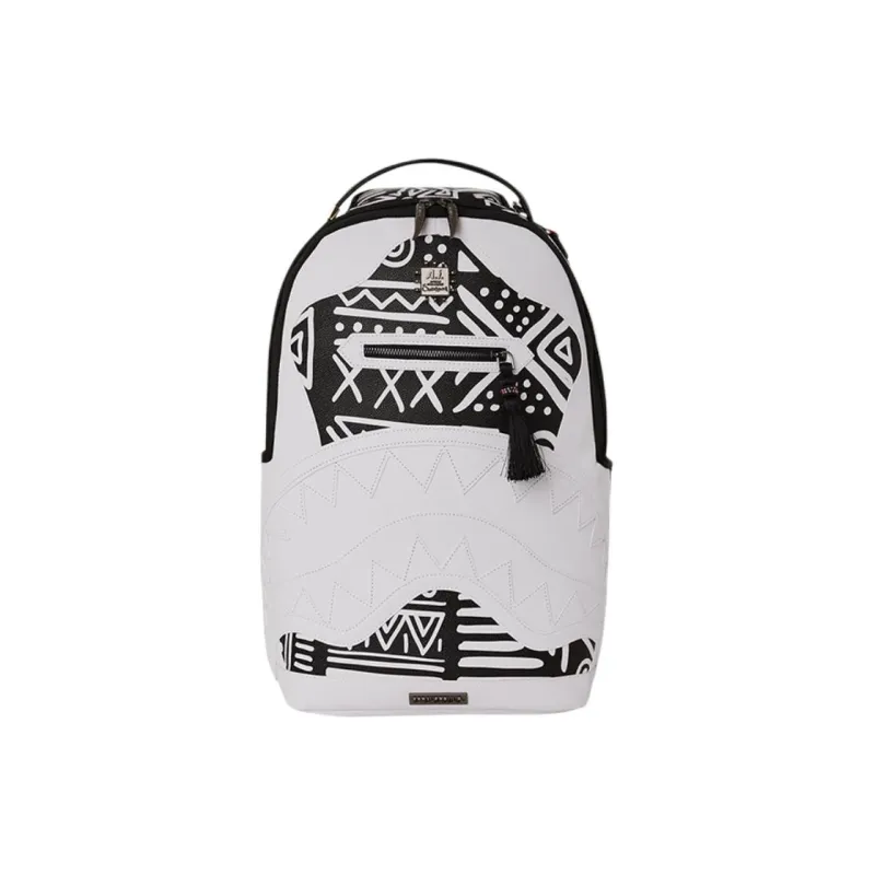 SPRAYGROUND Ai SANDFLOWER Collaboration Artificial Leather Backpack Unisex White Black-0