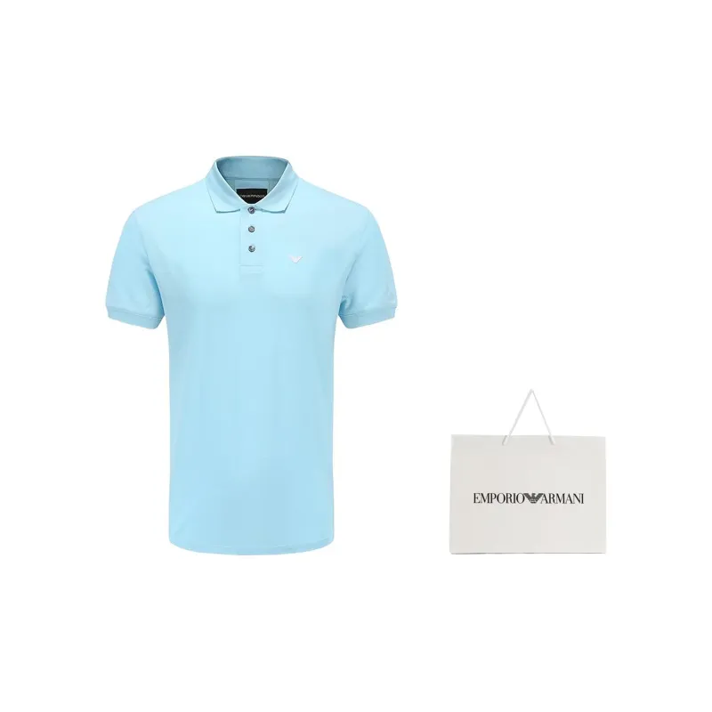 EMPORIO ARMANI SS22 Polo Shirt Men's Sky Blue-2