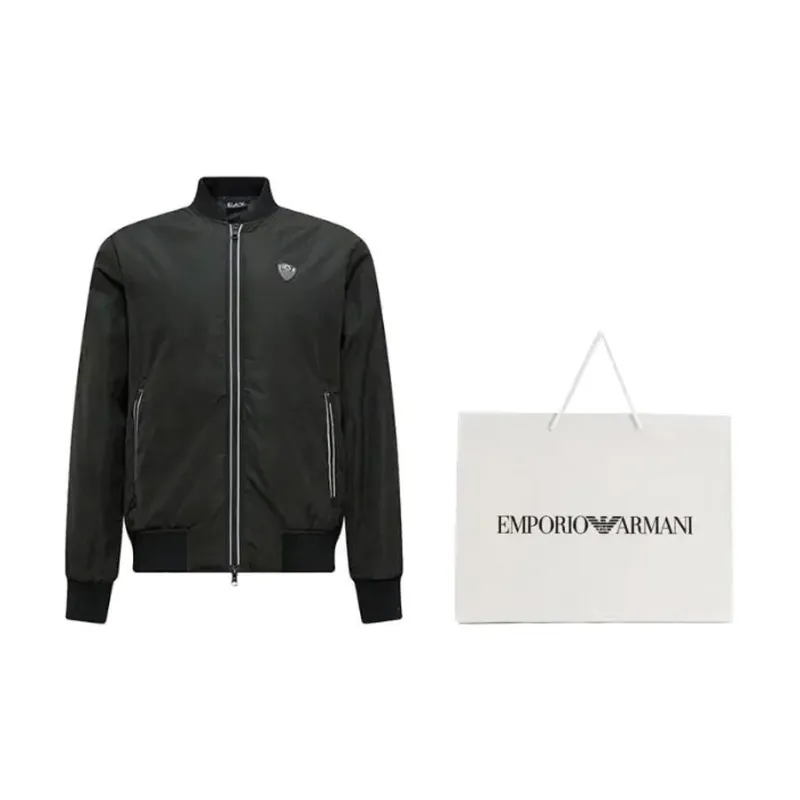 EMPORIO ARMANI Logo Patch Zipped Bomber Jacket-3
