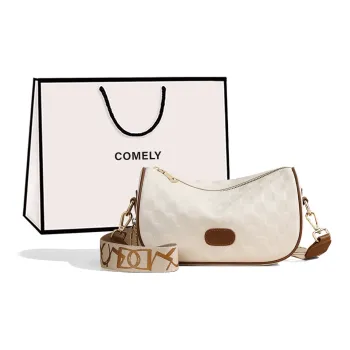 COMELY Cow Leather Patchwork Synthetic Leather Shoulder Bag Crossbody Bag Pillow Bag Regular Women's White