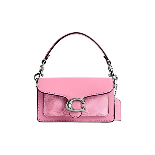 COACH Tabby Cow Leather Patchwork With Artificial Leather Portable Crossbody Bag Shoulder Bag Women's Bright Pink