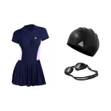 Blue Swimsuit+Swim Goggles+Swimming Cap