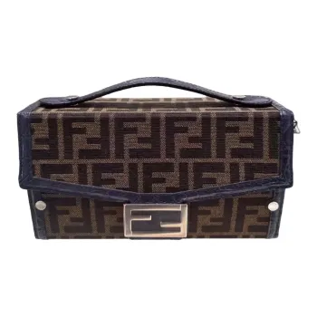 FENDI BaguetteTrunk Blended Polyester Shoulder Bag Crossbody Bag Handbag Men's Brown/Blue