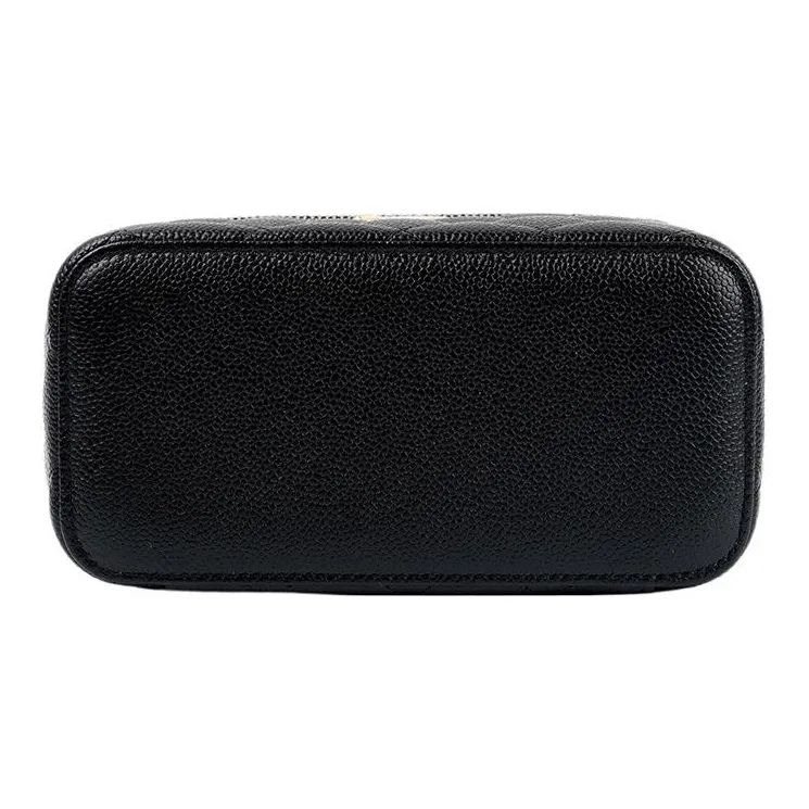 CHANEL Grain Embossed Caviar Calfskin Box Bag Handbag Regular Women's Black-3