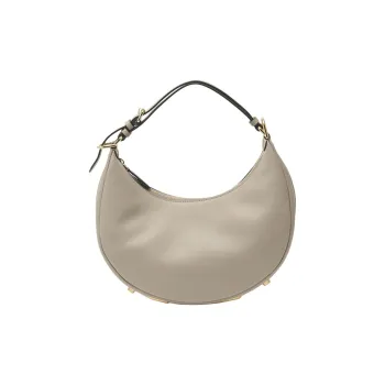 FENDI Fendigraphy Cow Leather Crescent Bag Shoulder Bag Handbag Shoulder Bag Small Size Women's Dove Gray