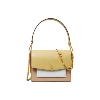 TORY BURCH Robinson Leather Trunk Bag Shoulder Bag Crossbody Bag Women's Yellow Patchwork