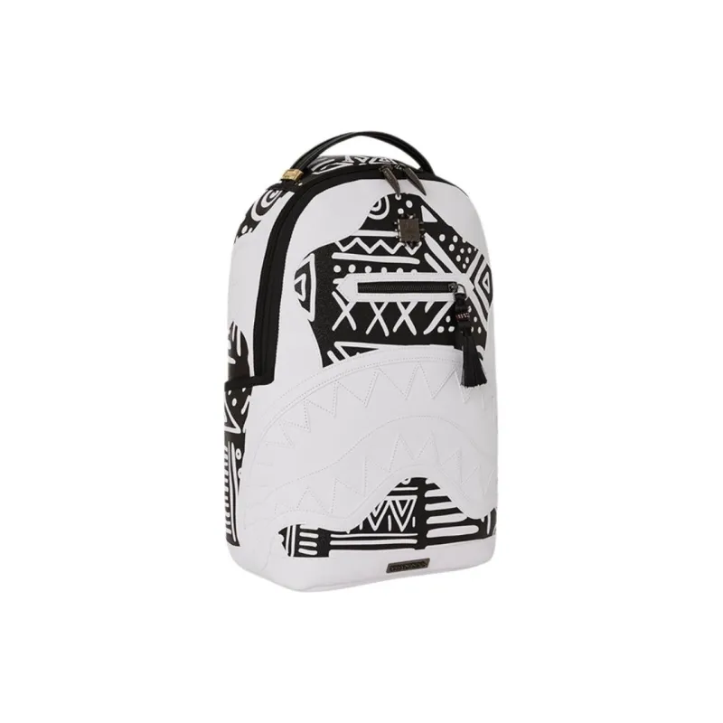SPRAYGROUND Ai SANDFLOWER Collaboration Artificial Leather Backpack Unisex White Black-2