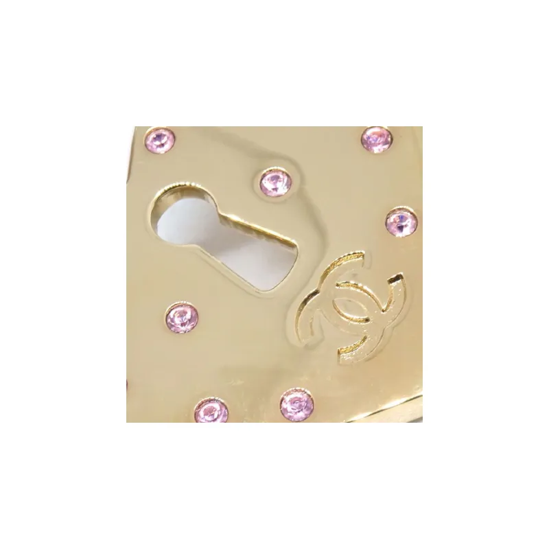 CHANEL 2002 Rhinestone embellished Heart And Key Brooch-2