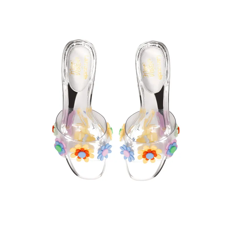 Gabriela Noelle x Larroude Slide Slippers Women's Silver White-3