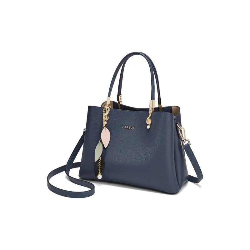 HARSON Cow Leather Handbag, Shoulder Bag, Crossbody Bag Women's Blue-2