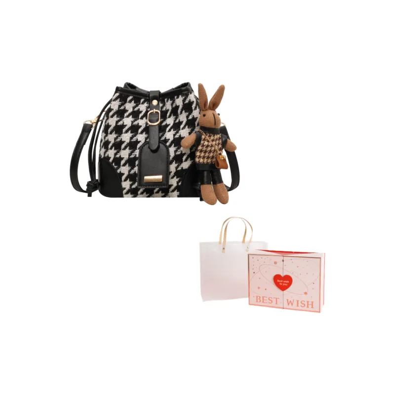 NOMK Woolen Bucket Bag Crossbody Bag Shoulder Bag Shoulder Bag Regular Women's Black/Coffee-15