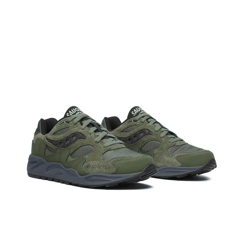 Saucony Grid Shadow 2 Cushioning, Wear Resistant Low Top Running Shoes Men's Green Gray-2