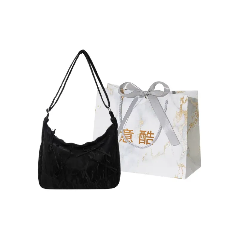 Cool Flannelette Shoulder Bag Women's Ecru/Silver/Black/Pink-8