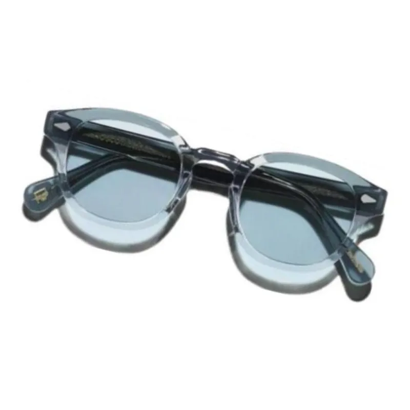 MOSCOT Acetate Round Sunglasses Men's Blue-2