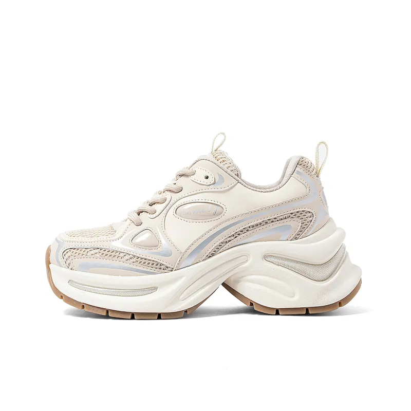 COMELY Chunky Sneakers Women's Low Top Beige/Silver-2
