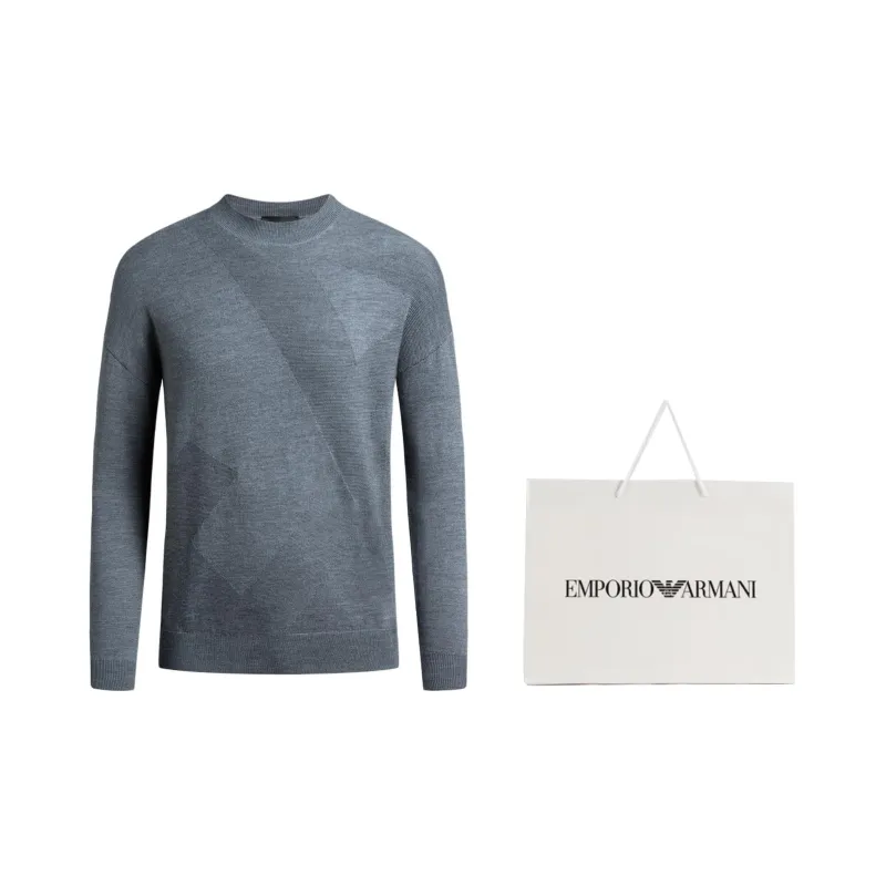 EMPORIO ARMANI Intarsia knit Logo Virgin Wool Jumper-10