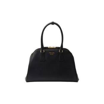 PRADA Saffiano Leather Handbag Medium Size Women's Black