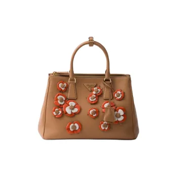 PRADA Galleria Killer Bag Nappa Leather Shoulder Bag Crossbody Bag Handbag Large Size Women's Natural Multicolor Orange