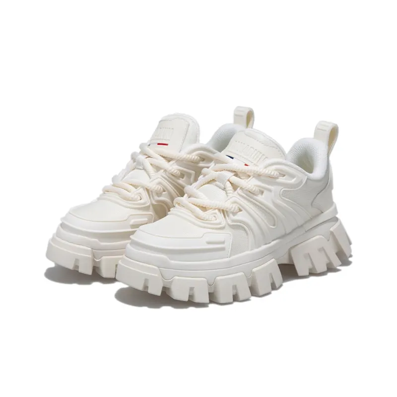 Palladium Anti Slip Wear Resistant Breathable Lightweight Low Top Chunky Sneakers Women's White-4