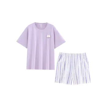 White Ran Pajama Set Women's Light Purple