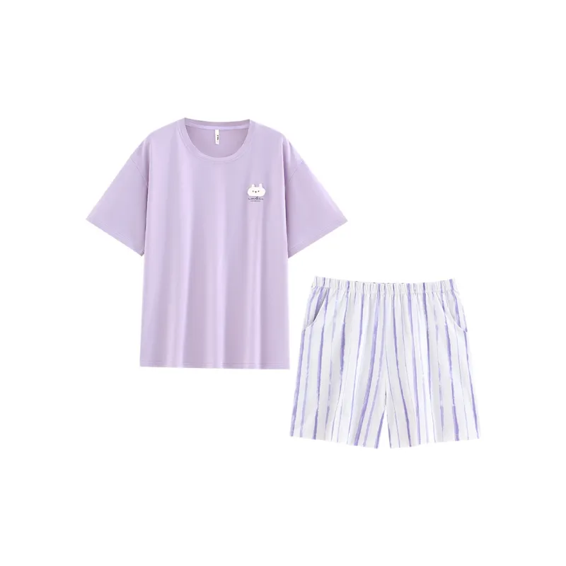 White Ran Pajama Set Women's Light Purple-0