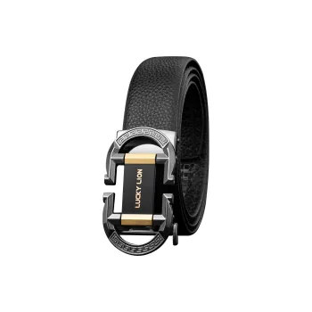 LUCKY LION Automatic Buckle Genuine Leather Luxury Youth Business Top Grain Cow Leather Belts Men's Width 3.5cm