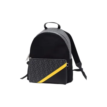 FENDI Artificial Leather Backpack Men's Black/Gray Color/Yellow