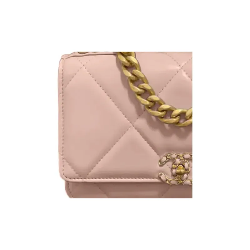 CHANEL 19BagWOC Sheepskin Chain Bag, Shoulder Bag, Crossbody Bag Regular Women's Pink-1