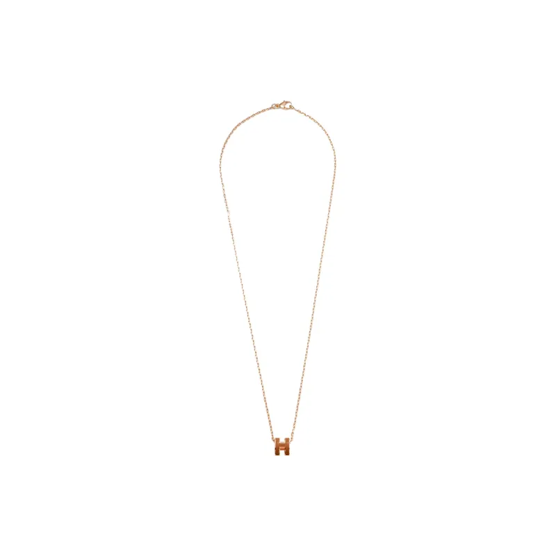 HERMES POP H Collection Rose Gold Plated Metal Necklaces Women's Rose Gold-2