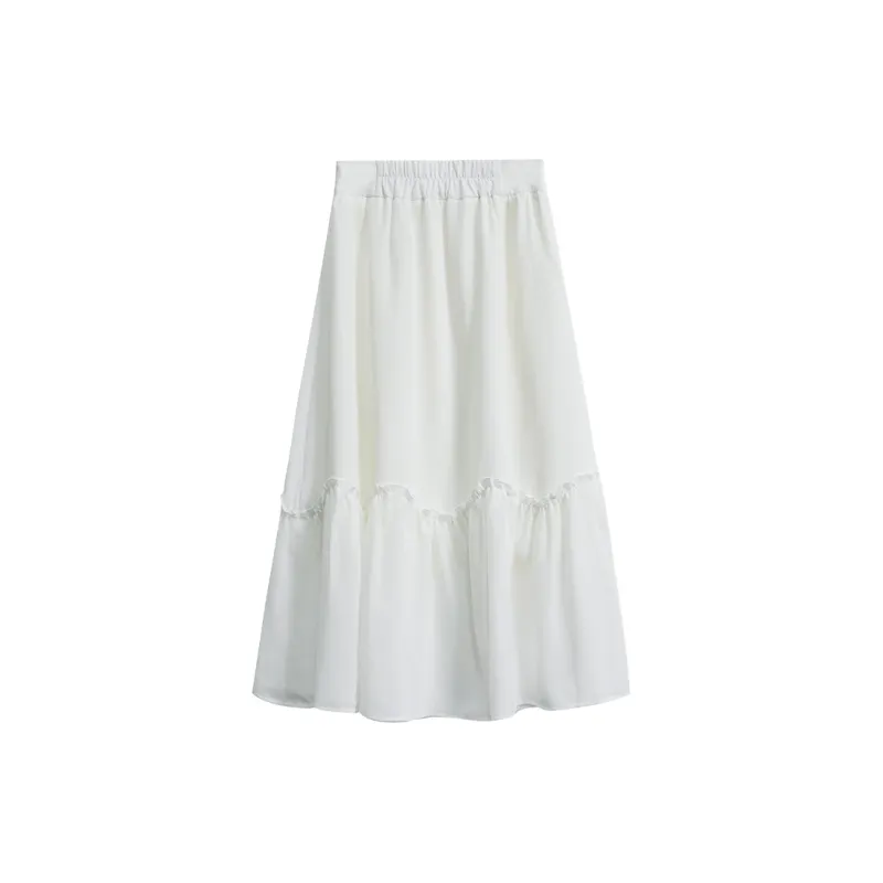 ANNECHEN Casual Long Skirt Women's White-1
