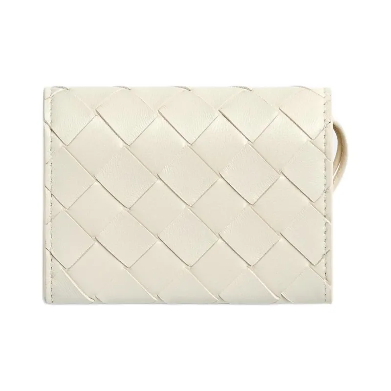 Bottega Veneta Andiamo Collection Intrecciato Lambskin Wallet Trumpets Women's Seahorse White-2
