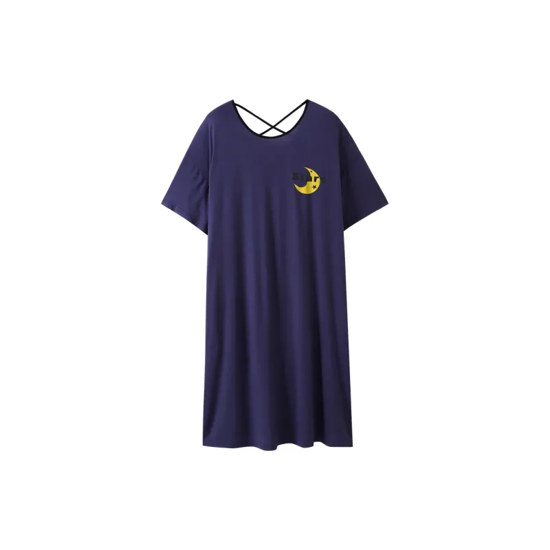 The Story Of The Flower Season Nightgown Women's Navy Blue-0