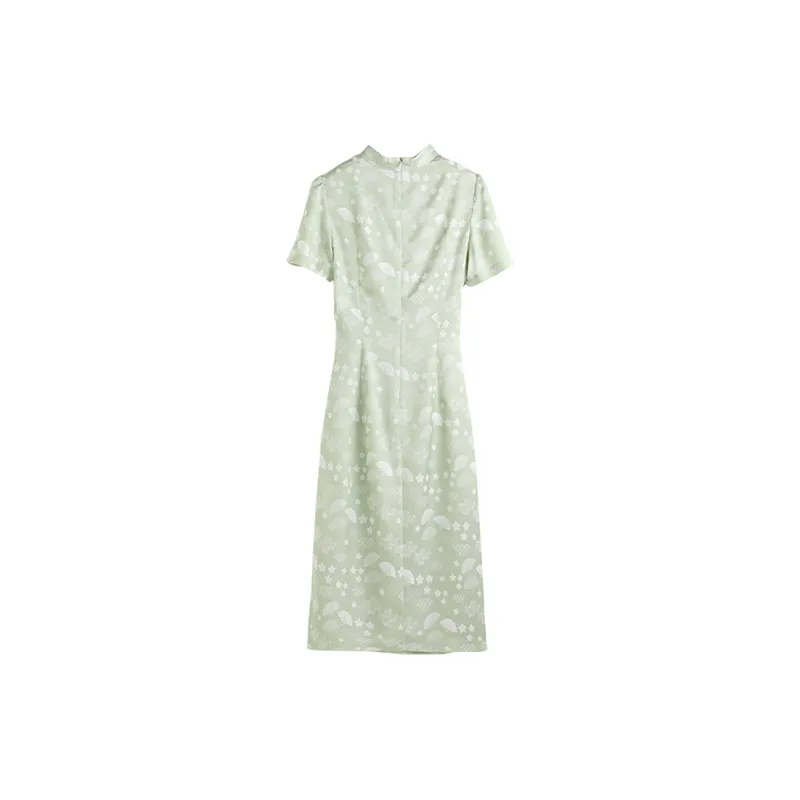 Hang Yi Court Short Sleeved Dress Women's Green-1