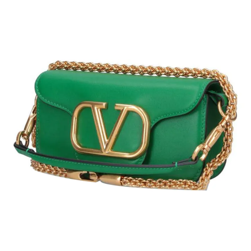 Valentino Locò Leather Crossbody Bag Shoulder Bag Women's Green-1