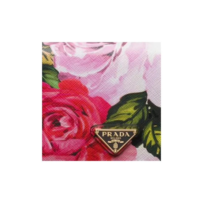 PRADA Saffiano Leather Wallet Trumpets Women's Black & Multicolor-4