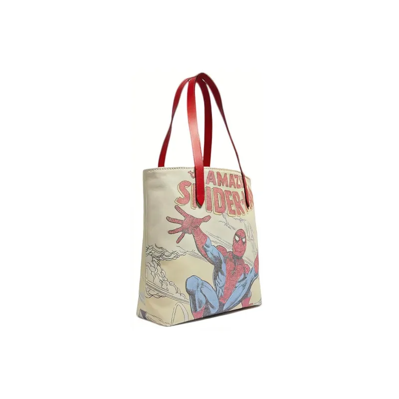 COACH MARVEL Collaboration Leather Tote Bag, Shopping Bag, Shoulder Bag, Handbag Tubas Women's Khaki-2