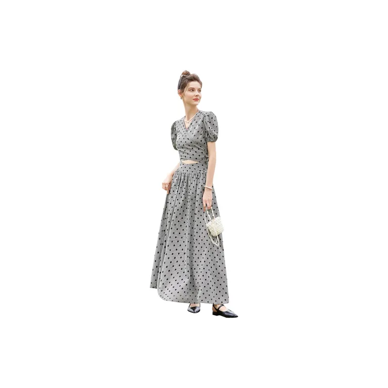 TOUCH Skirt Set Women's Plaid Black Polka Dot-1