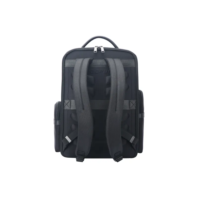 BOPAI Top Grain Cow Leather Backpack Regular Unisex Black-4
