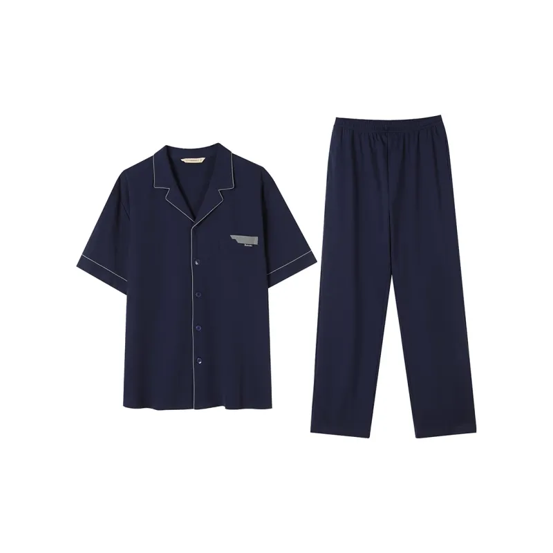 AUTUMNDEER Pajama Set Men's Dark Royal Blue-0