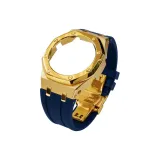 Two-Tone Sanded Gold Steel Case+Blue Strap+Gold Butterfly Clasp+Tool
