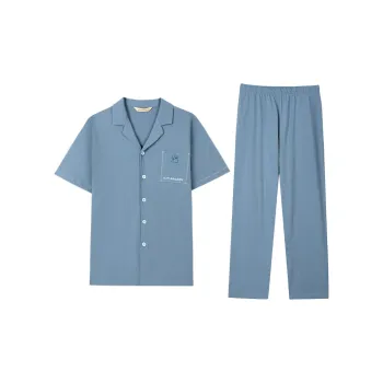 AUTUMNDEER Pajama Set Men's Sea Blue