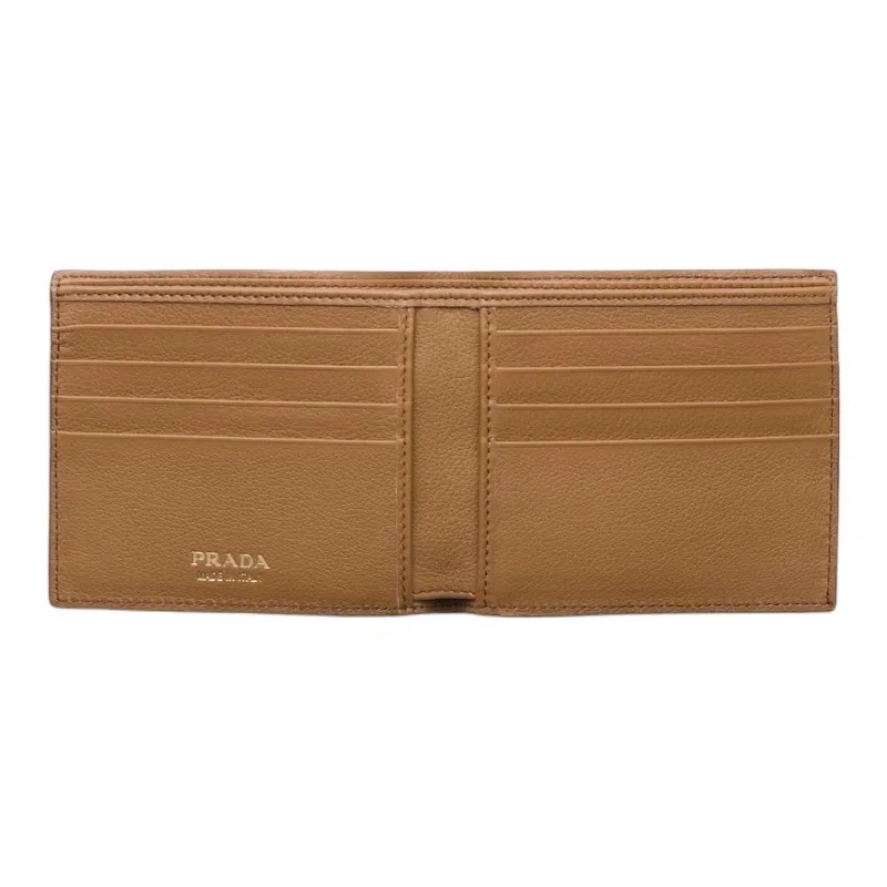 PRADA Leather Wallet Men's Brown-3